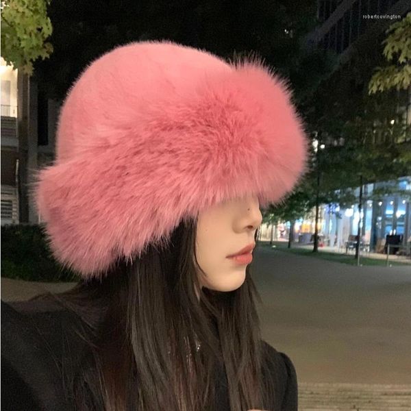 Boinas de alta calidad imitación de invierno cabello engrosado de cubo tibio