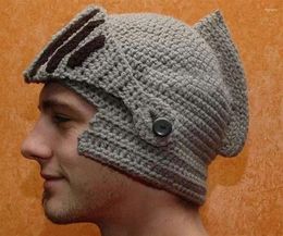 Bérets de haute qualité hiver chevalier romain tricot chapeau visage cou vent à la main coton gladiateur masques casquette bonnets loisirs bonnets
