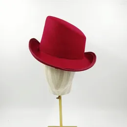 Berets High Top Gentleman Hat Fedora Heren en Dames kleurrijke Bevel Filt Magic President