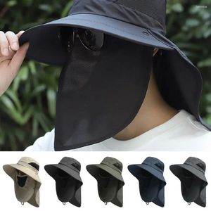 Bérets Randonnée des femmes Hommes Protection solaire Chapeau de pêche d'été avec casquette de masque