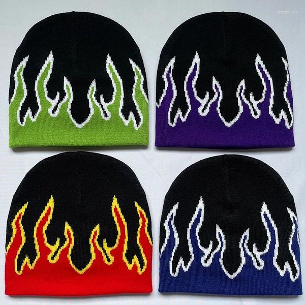 Boinas Hip Hop Street Flame Flame Dance Skull Fire Fire Hell Burn Flames Trend Bandited Soft Wipbonnet Geanie