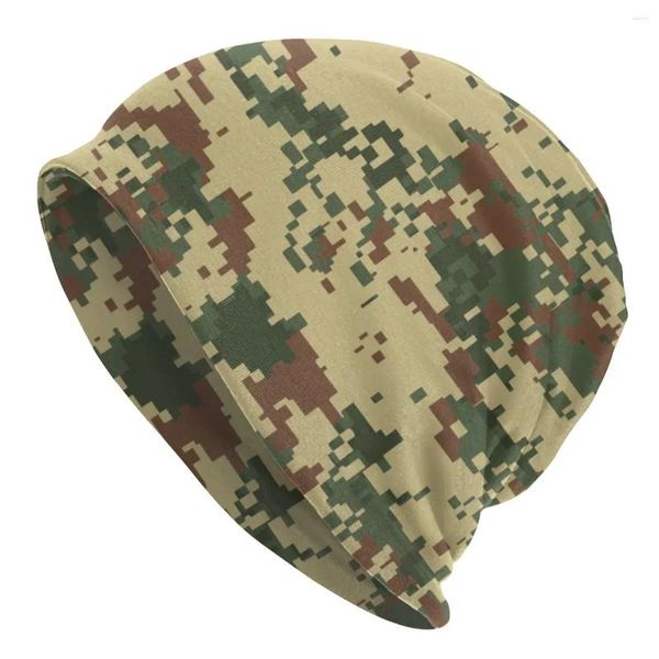 Boinas Hip Hop Invierno Cálido Mujeres Hombres Sombreros de punto Unisex Adulto Vintage Camo Skullies Gorros Gorras Ejército militar Camuflaje Bonnet