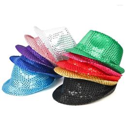 Bérets de fête de vacances à paillettes, couleur unie, accessoires de scène pour adultes, chapeau de Jazz unisexe à bord court pour femmes, casquette de Cowboy