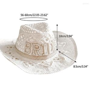 Berets Hollow Out Bride Letter Cowgirl Hat Novelty Cowboy Summer Beach Western Fancy Down accessoire Drop278g