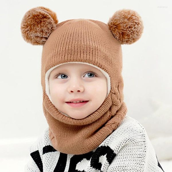 Boinas Sombrero con capucha Niño pequeño Bebé Sombreros de nieve Capucha de niña Gorras de calavera Forro polar de invierno Niñas Niños Orejeras 1-7T