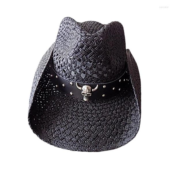 Boinas Cuerno Cráneo Sombrero De Vaquero Occidental Hombres Montañismo Sol Moda Personalidad Casual