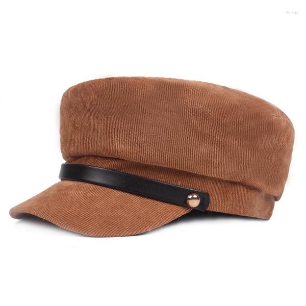 Bérets HT1824 marin capitaine casquette béret chapeaux pour hommes femmes automne hiver Sboy rétro plat armée ceinture noire