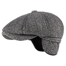 Beretten ht3336 herfst winterdop hoed dikke warme mannen baret mannelijke vintage wol dad grootvader ivy achthoekige sboy flat 230822