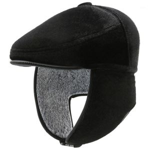 Beretten HT3352 Beret Cap Dikke Warm Herfst Winterhoeden met oorkleppen mannen Sboy plat mannelijke achthoekige hoed