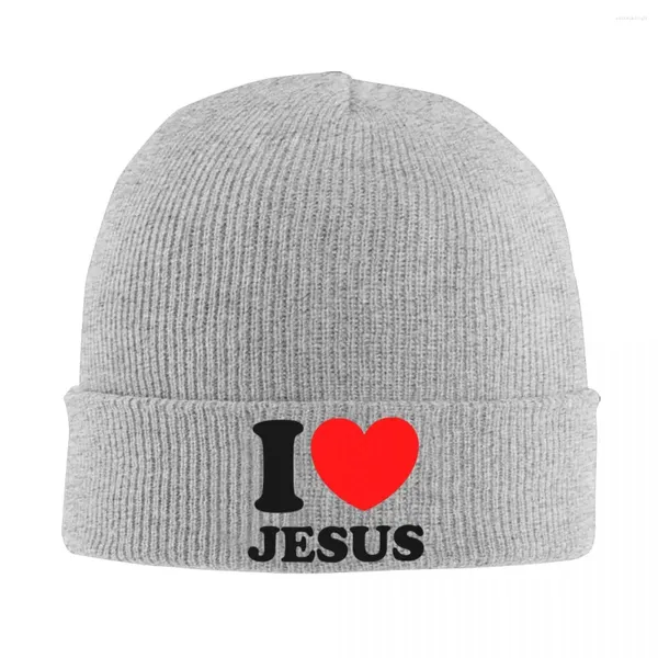 Berets I coeur Jésus Caps tricotés pour femmes hommes Bons de chrétien d'hiver christianisme dieu Hip Hop Melon Cap
