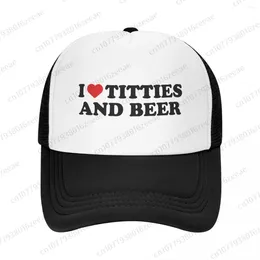 Bérets I Heart Titties and Beer - Love Funny Gag Mesh Casquette de baseball Été En plein air Hommes Femmes Mode Sport Chapeaux Hip Hop Trucker