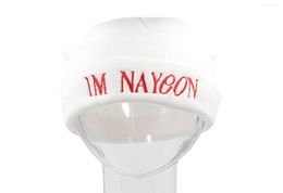 Beretten im Nayeon Beanie Hat Twice Twice Kpop gebreide borduurwerk Skull Chapeau Femme Cap Hip Hop Caps1365122