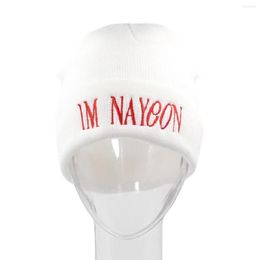 Bérets IM NAYEON Bonnet Chapeau DEUX FOIS Kpop Tricoté Broderie Crâne Chapeau Femme Casquette Hip Hop Caps2483