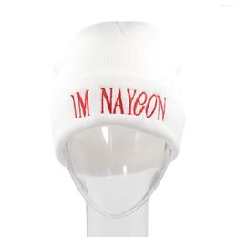 Beretten im Nayeon Beanie Hat Twice Twice Kpop gebreide borduurwerk Skull Chapeau Femme Cap Hip Hop Caps265o