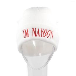 Beretten im Nayeon Beanie Hat Twice Twice Kpop gebreide borduurwerk Skull Chapeau Femme Cap Hip Hop Caps330r