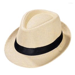 Bérets Imixlot 7 couleurs mode été décontracté unisexe plage chapeau de paille Simple Protection solaire casquette de Jazz enfants Cowboy HatsBérets Oliv22