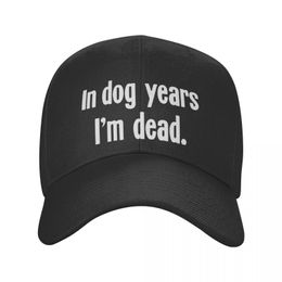 Bérets In Dog Years I'm Dead Caps Unisexe Mode Dark Humor Chapeaux Chapeau de Soleil Casquette de Camionneur Respirant Polyester Baseball SummerBérets