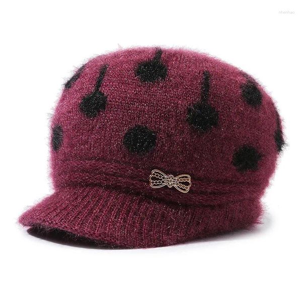 Bérets dans le vieux chapeau mère automne hiver tricot grand-mère lanterne casquette ajouter laine vent chaud femme