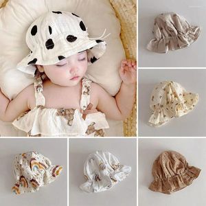 Beretten baby peuter schattige katoenen prinses UV bescherming kinderen emmer hoed baby panama cap zon