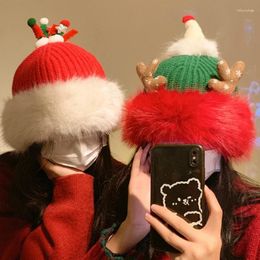 Boinas inspirador ambiente navideño lindo peluche sombreros de tejido de tejido otoño e invierno protectores de orejas engrosadas engrosadas gorros gorros