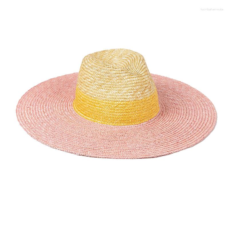 Berretti Ins Pink Summer Pagning Cappello per donne Big Brim Beach Ladies Panama Protection Regali vacanze hawaiane all'aperto