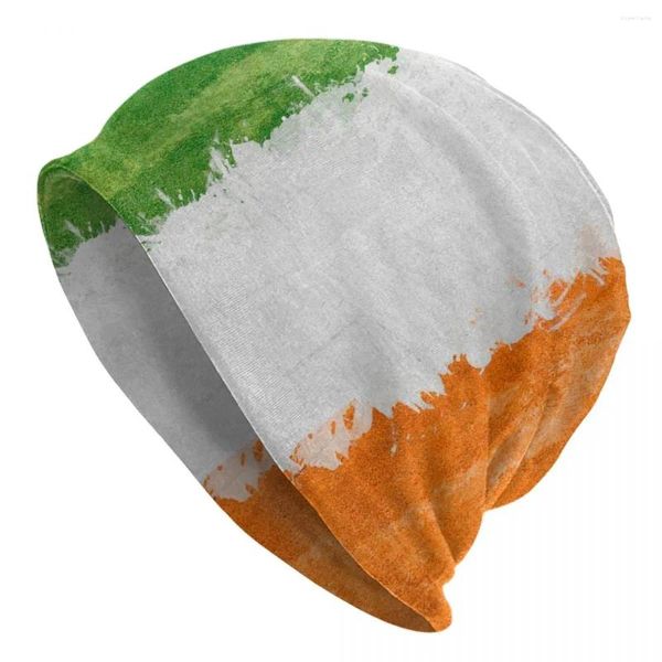 Bérets Irlande Drapeau Casquettes Mode Automne Hiver Rue Skullies Bonnets Chapeaux Printemps Chaud Double Usage Bonnet Tricot