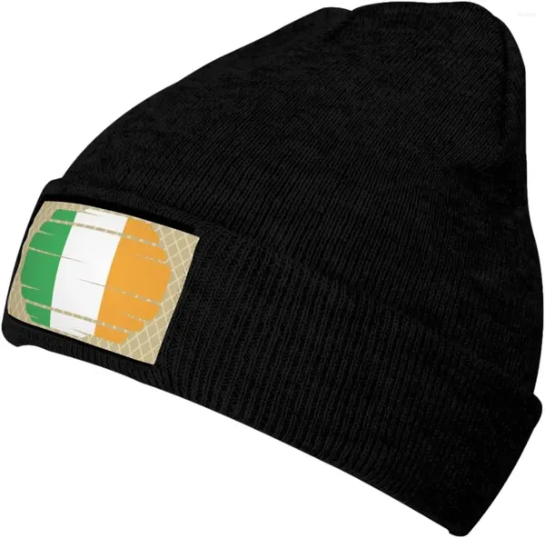 Boinas Bandera de Irlanda Sombrero de punto Acrílico Clima frío Cálido Sin ala Elástico Fuerza Gorras