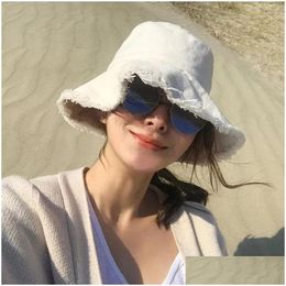 Bérets Irregar Bords Seau Chapeau Uni Mode Vintage Toile Cool Casual Pliable Bordure Bassin Couleur Unie Soleil Hatberets Drop Dhgarden Dho1E