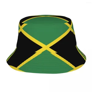 Berets Jamaica Flag Bucket Hat Independence Day Streetwear Fisherman Caps For Men Women Women Vacation Suncreen Hats Personnalité Cap graphique