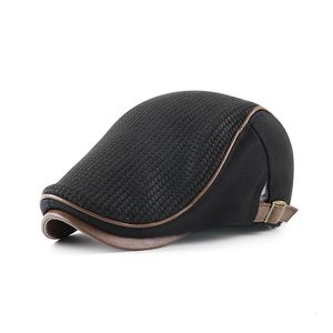 Bérets JAMONT Vintage PU tricot Cap hiver mâle chaud visières mode lettre casquettes pour hommes os Gorras Casquette 230617