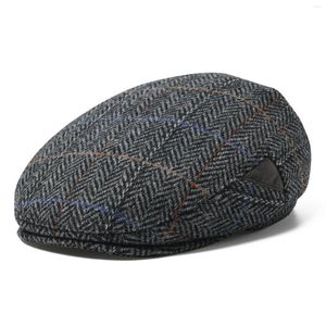 Boinas JANGOUL Gorra plana irlandesa para hombre Tweed de lana Gatsby Sboy Causal Herringbone Ivy Hat