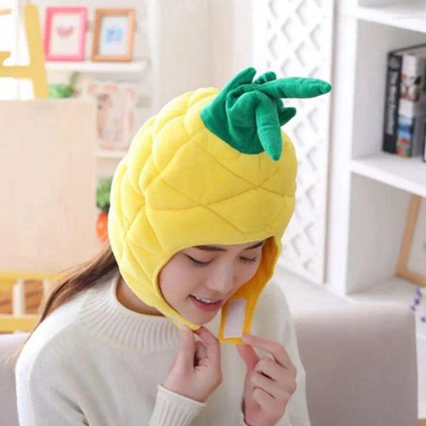 Bérets japonais drôle ananas Fruits en peluche chapeau de noël Halloween Cosplay fête Costume casquette hiver chapeaux Po Prop