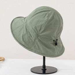 Beretten Japans Simple Quick Drying Fisherman Hat Dames Spring Zomerlicht Ademend gezicht Kleine koepel Zon Bucket