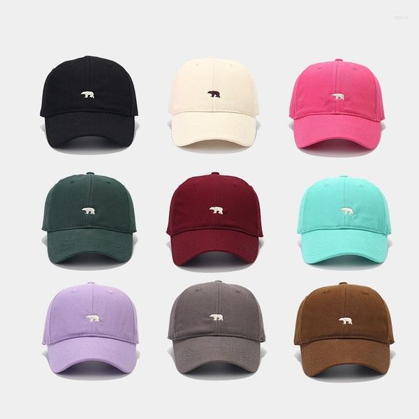 Boinas Estilo japonés Oso polar simple Gorra de béisbol bordada Estilo coreano de mujer Primavera y verano Amantes de la parte superior suave Pico salvaje