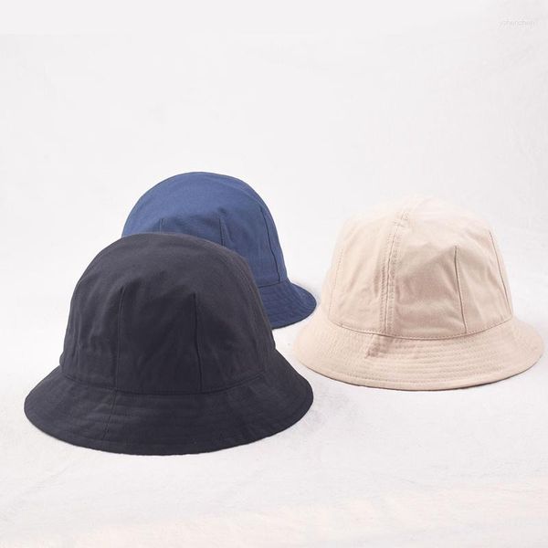 Bérets Style japonais été couleur unie artistique Casquettes Homme pêche pêcheur chapeau pour hommes femmes Cappello Donna marine seau casquettes