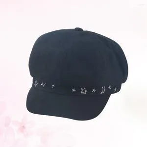 Bérets de style japonais chapeau créatif béret élégant pic unique octogonal Daily Casual pour adultes (noir)