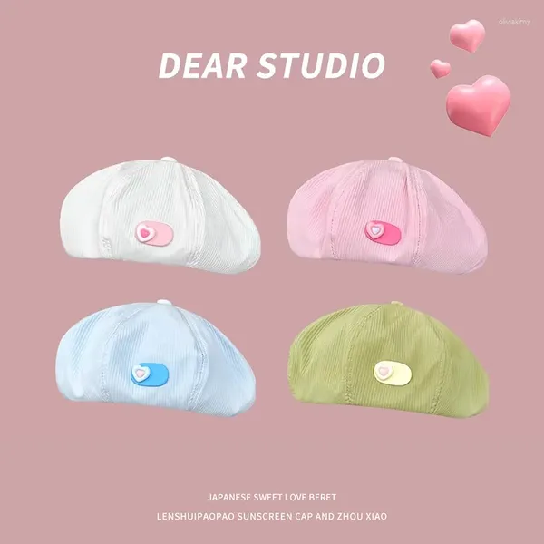 Berets Japonais Sweet Love for Women Spring and Summer Travel Student coréen Voly Voly Show Face Small Ins Painter Hat