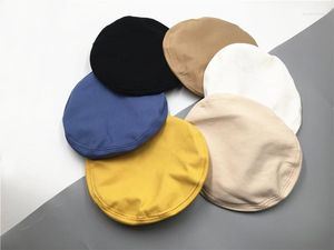 Bérets japonais femmes béret couleur unie coton en plein air pullover décontracté chapeau automne plat haut peintre travail