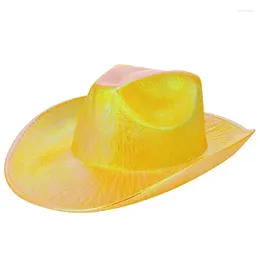 Berets Jazz Cowgirl Magic Pearlescent Western Wide Brim Hat Bar Bar Party Joyeux anniversaire disco vintage Dress Up Cowboy