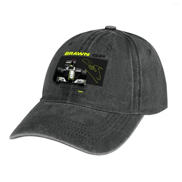 Berets Jenson Button - Brawn GP Cowboy Hat Suncreen Luxury Cap Christmas Fishing Women Caps Men's