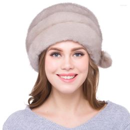 Bérets JKP Femmes Véritable Chapeaux Naturels Hiver Luxe Mode Haute Qualité Cap DHY18-08