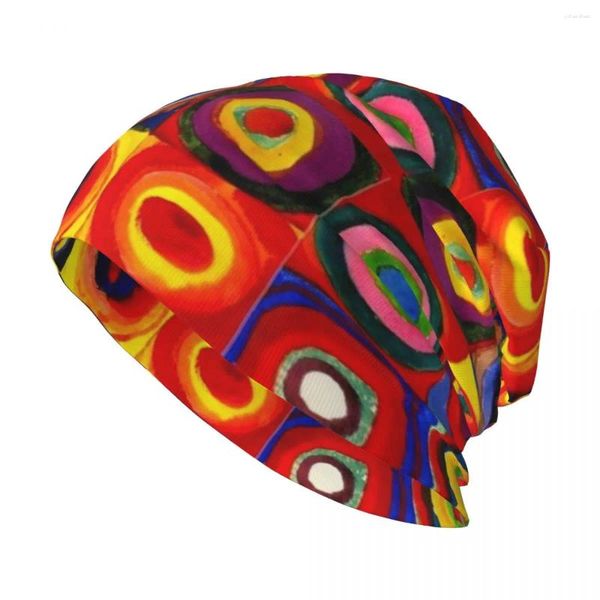 Bérets Kandinsky Carrés Modernes Cercles Chapeau Tricoté Coloré Golf Homme Pour Le Soleil Casquette Homme Femme