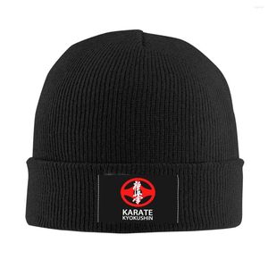 Boinas Karate Kyokushin Skullies Gorros Gorros Para Hombres Mujeres Unisex Cool Winter Warm Knitted Hat Adult Martial Arts Bonnet Hats