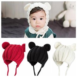 Bérets Kawaii bébé filles Crochet tricot rond souris oreille chapeau enfants tricot Turban chapeaux accessoires de photographie