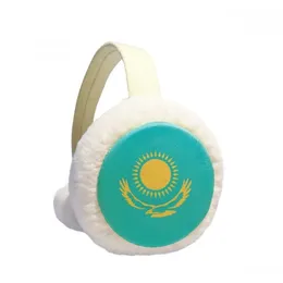 Berets Kazachstan National Flag Asia Country Winter Ear Warmer Cable Gebreide harige Fleece Earmuff Outdoorberets