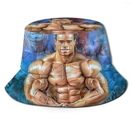 Berets Kevin Levrone Bodybuilding Art Print Bucket Hats Sun Cap Mr Olympia -kunstenaar Bodybuilder Sketch