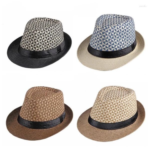 Bérets Kaki Chapeau De Paille Hommes Panama Casquettes Style D'été Soleil Plage Vacances Classique Chapeaux Mâles Et Hommes Trilby