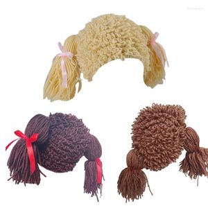 Bérets Kid Pigtail Crochet Cap Laine Tricoté Tresse Chapeau Pographie Accessoires