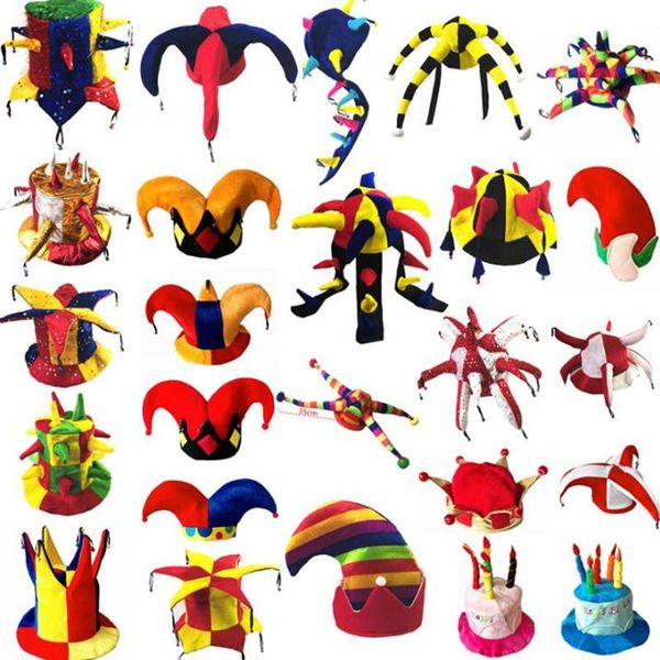 Bérets enfants adultes Halloween à pois drôle cirque Clown chapeau haut de fête chapeaux casquettes elfe Cosplay accessoires mascarade carnaval anniversaire cadeaubérets