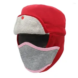 Bérets Kids Automne et Hiver Bomber Chapeaux Tappeur imperméables CHAPEUR DE TAPPER AVEC MASQUE SNI POUR LES ENFANTS GUBLE GULE